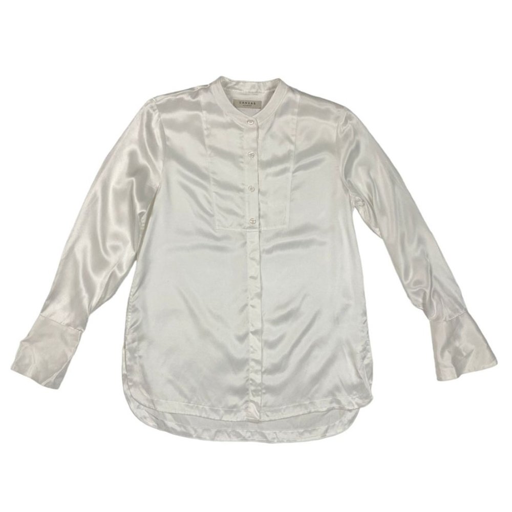 CANVAS by LANDS END Silky White Dress Shirt Sz. 4 (US) Button-Down